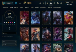 Unranked com 60 Champs e 22 Skins - League of Legends LOL