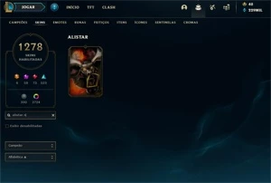 CONTA MESTRE ( SKINS PAX, BLACK ALISTAR, RYZE HUMANO E MAIS) - League of Legends LOL