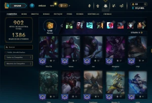 Ouro 4 com TODOS os champs e 466 Skins ( Nivel 600 ) - League of Legends LOL