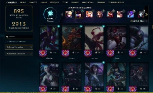 Full Champs, 2 skins raras, Flex diamante 3 - League of Legends LOL