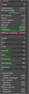 Acc com 217 loyalty e vários low level com skill alto. - Tibia