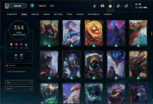 Conta prata 4 com TODOS os champs e 364 Skins + 4 Prestigios - League of Legends LOL