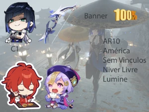 Ar10 - Yelan C1 + Bis + Diluc + Qiqi + Banner Garantido - Genshin Impact