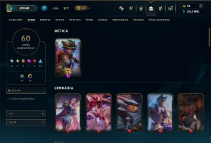 Esmeralda 1 com TODOS os Champs e 60 Skins ( TOP / ADC ) - League of Legends LOL
