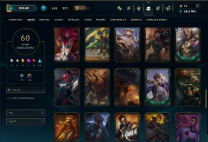 Esmeralda 1 com TODOS os Champs e 60 Skins ( TOP / ADC ) - League of Legends LOL