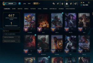 Esmeralda 1 com TODOS os Champs e 60 Skins ( TOP / ADC ) - League of Legends LOL