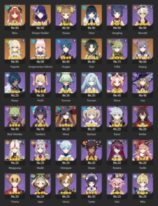 Conta AR 55 Raiden e Yelan e mais 5🌟  - Genshin Impact