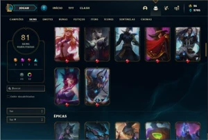 Conta ouro 3 com 120 Champs e 81 Skins ( 3 Ultimates ) - League of Legends LOL