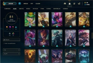 Conta ouro 3 com 120 Champs e 81 Skins ( 3 Ultimates ) - League of Legends LOL