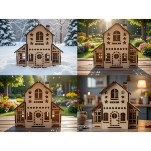 Mini Casinha MDF modelo com 02 sacada, diorama 14x15 - Artesanato e Personalizados
