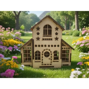 Mini Casinha MDF modelo com 02 sacada, diorama 14x15 - Artesanato e Personalizados