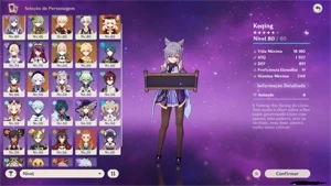 Conta Genshin Impact AR50/5 personagens 5 star/Benção da lua