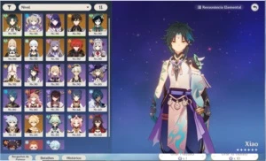 Genshin AR 58 com vários personagens e armas T5+gemas+livros - Genshin Impact
