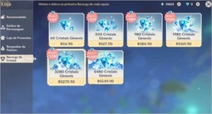 Genshin AR 58 com vários personagens e armas T5+gemas+livros - Genshin Impact