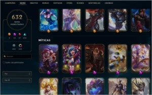 Conta LOL - level 516, 589 skins, 738 pontos maestrias etc - League of Legends
