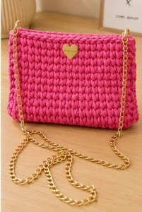 Bolsa cloud de croche Rosa