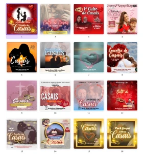 Pack Canva Gospel Culto de Casais - 20 Artes Editáveis - Serviços Digitais