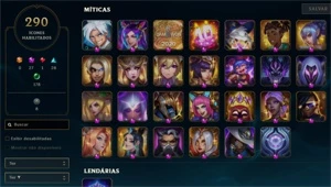 Conta DIAMANTE 74%WR + TODOS OS ETERNOS EA E RP, 384 skins - League of Legends LOL