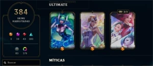 Conta DIAMANTE 74%WR + TODOS OS ETERNOS EA E RP, 384 skins - League of Legends LOL