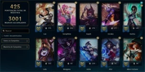 Conta DIAMANTE 74%WR + TODOS OS ETERNOS EA E RP, 384 skins - League of Legends LOL