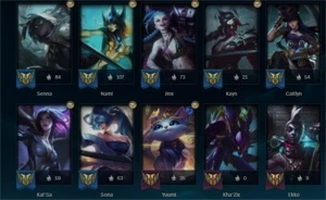 Conta DIAMANTE 74%WR + TODOS OS ETERNOS EA E RP, 384 skins - League of Legends LOL