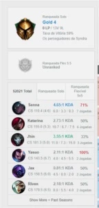 Conta League of Legends Gold 4 LOL