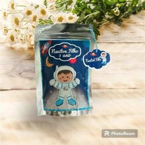 Saquinho Zip Lock Astronauta Personalizado - 10 x 15 cm - Artesanato e Personalizados