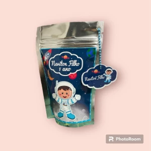 Saquinho Zip Lock Astronauta Personalizado - 10 x 15 cm - Artesanato e Personalizados