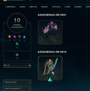 Conta LOL para ser main Todos bonecos do lol 150 skins - League of Legends