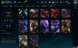 Conta LOL para ser main Todos bonecos do lol 150 skins - League of Legends