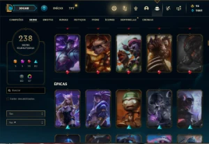 Conta prata 2 com TODOS os champs e 238 Skins + 7 Vitoriosas - League of Legends LOL