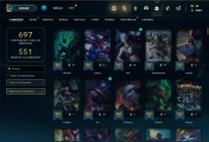 Conta prata 2 com TODOS os champs e 238 Skins + 7 Vitoriosas - League of Legends LOL