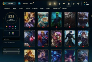 Conta prata 2 com TODOS os champs e 238 Skins + 7 Vitoriosas - League of Legends LOL