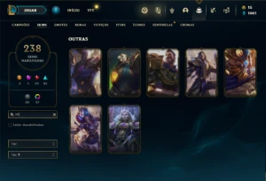 Conta prata 2 com TODOS os champs e 238 Skins + 7 Vitoriosas - League of Legends LOL