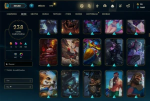Conta prata 2 com TODOS os champs e 238 Skins + 7 Vitoriosas - League of Legends LOL
