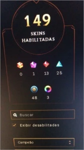 CONTA LEAGUE OF LEGENDS PLAT 3 149 SKINS LOL