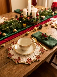 Porta Copo Flor de Natal - 14cm - Kit 4 unidades - Artesanato e Personalizados
