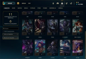 Conta platina 4 com 20 Champs e 9 Fragmentos de skins - League of Legends LOL