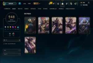 Ouro 1 com TODOS os Champs e 247 Skins +3 Prestigios - League of Legends LOL