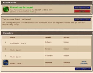 CHAR EM BELOBRA (SEM REGISTRO) PREMIUM ATÉ 02 DE MAIO 2017 - Tibia