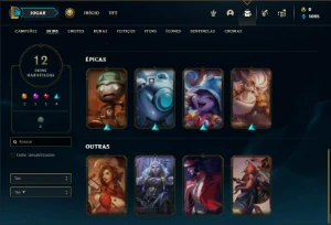 Conta prata 2 com 40 Champs e 12 Skins ( MAIN SUP ) - League of Legends LOL
