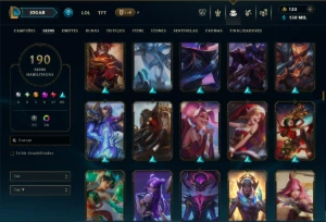 Esmeralda 4 com TODOS os Champs e 190 Skins +2 Prestigios - League of Legends LOL