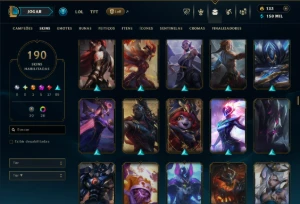 Esmeralda 4 com TODOS os Champs e 190 Skins +2 Prestigios - League of Legends LOL