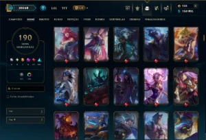 Esmeralda 4 com TODOS os Champs e 190 Skins +2 Prestigios - League of Legends LOL