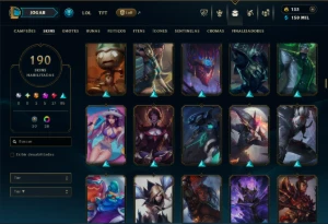 Esmeralda 4 com TODOS os Champs e 190 Skins +2 Prestigios - League of Legends LOL