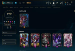 Esmeralda 4 com TODOS os Champs e 190 Skins +2 Prestigios - League of Legends LOL