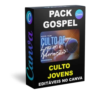 Pack Canva Gospel Culto dos Jovens - 29 Artes Editáveis - Serviços Digitais