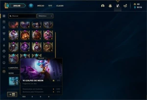 Conta Unranked com 145 Champs e 80 Skins + 4 Vitoriosas - League of Legends LOL