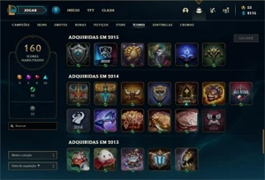 Conta Unranked com 145 Champs e 80 Skins + 4 Vitoriosas - League of Legends LOL