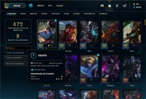 Conta Unranked com 145 Champs e 80 Skins + 4 Vitoriosas - League of Legends LOL